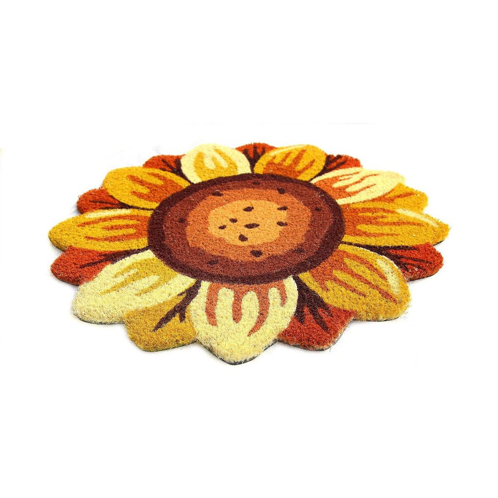 Stylish Natural Coir Sunflower Shaped Mat with PVC backing - OnlyMat