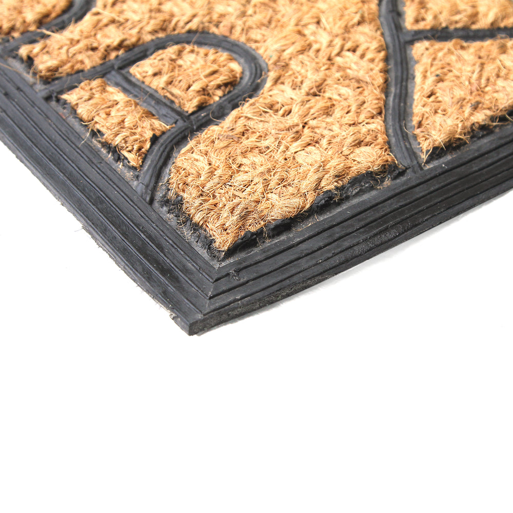 
                      
                        Natural Coir Floor Mat with Moulded Foot Mark Design and Black Border - OnlyMat
                      
                    