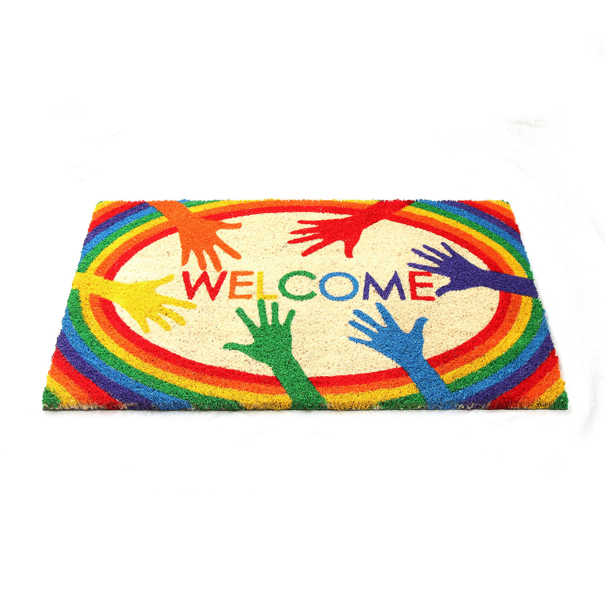 Colourful LGBTQ Themed "Welcome" printed Natural Coir Door Mat - OnlyMat