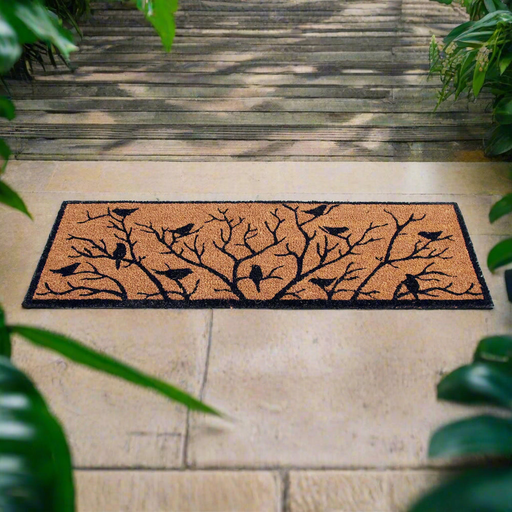 Birds and Tree Printed Natural Coir Long Doormat - OnlyMat