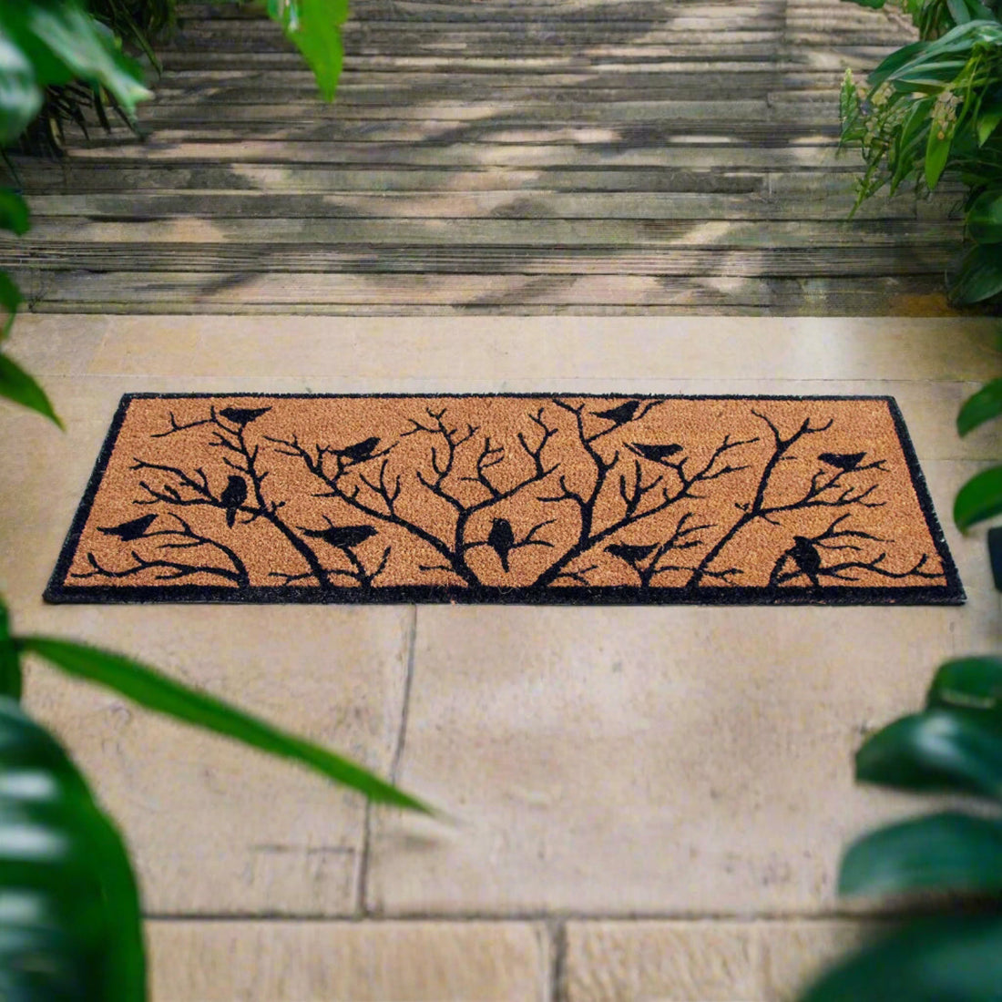 Birds and Tree Printed Natural Coir Long Doormat - OnlyMat