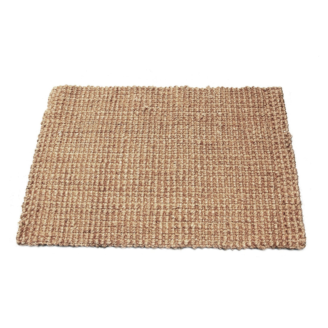 Beige woven mat on a white background