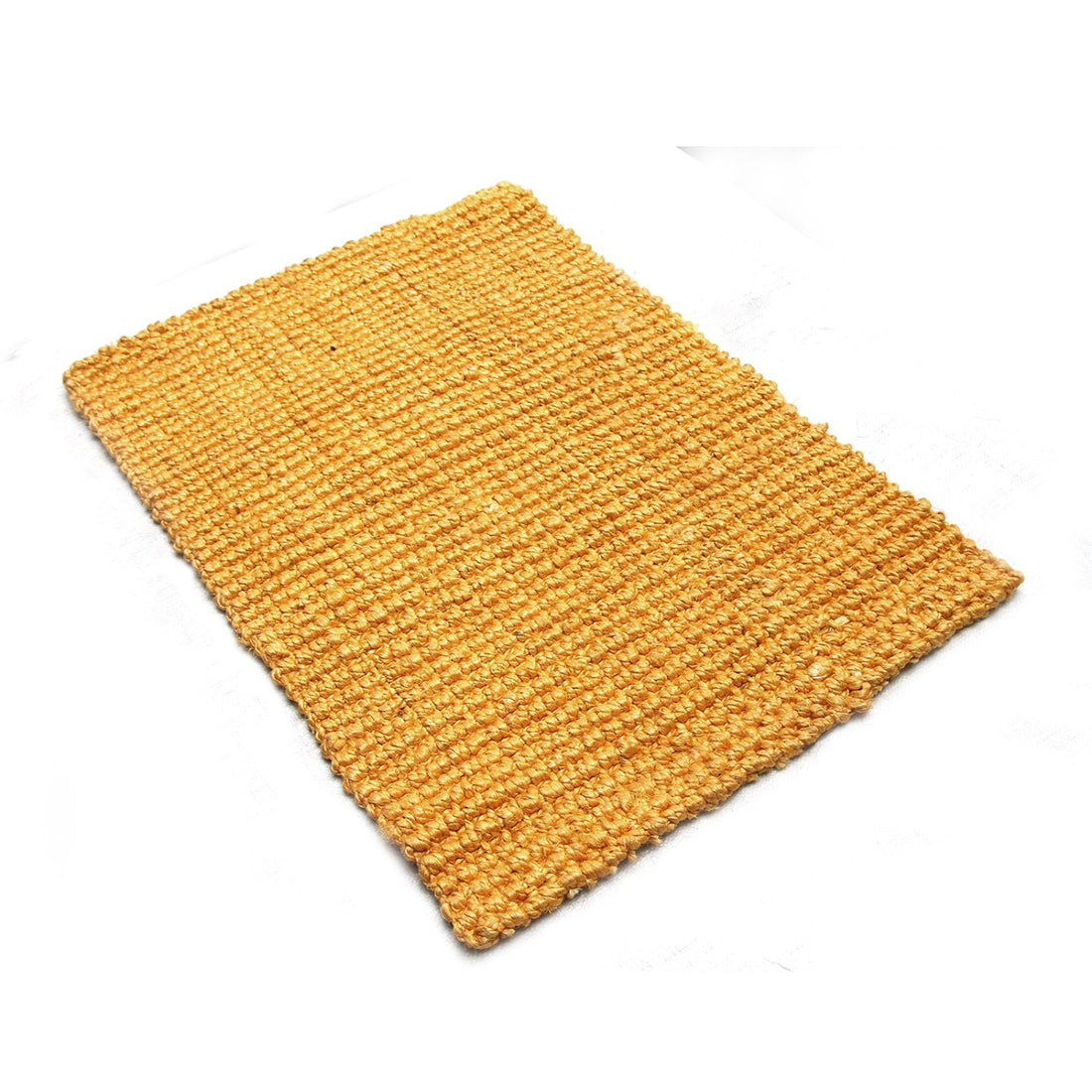 
                      
                        Yellow textured jute rug on a white background
                      
                    