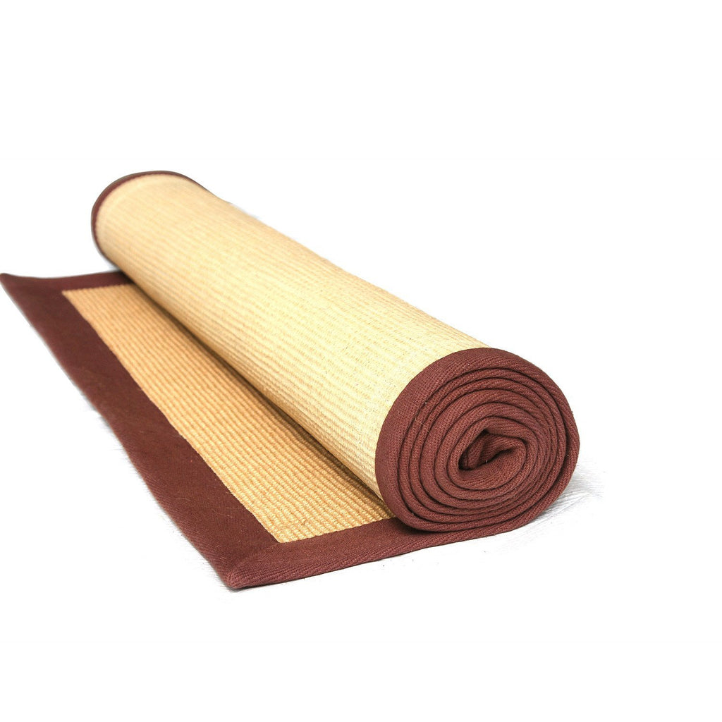 OnlyMat Eco-Friendly Jute Anti-Skid Yoga Mat With Brown Cotton Border