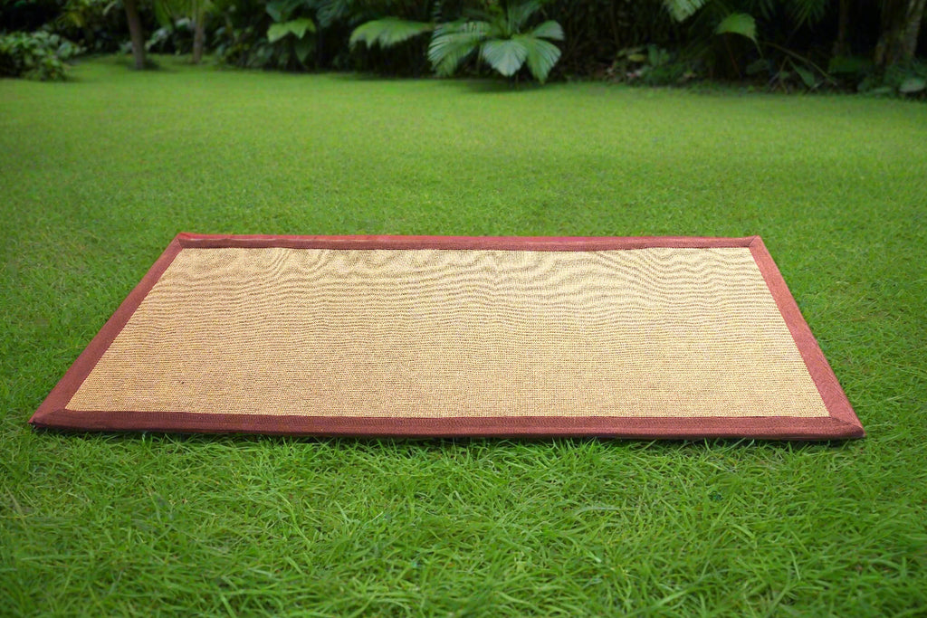 OnlyMat AntiSlip Jute Yoga Mat With Brown Cotton Border