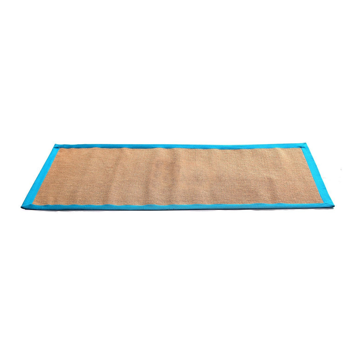 Eco-Friendly Jute Anti-Skid Yoga Mat With Light-Blue Cotton Border - OnlyMat