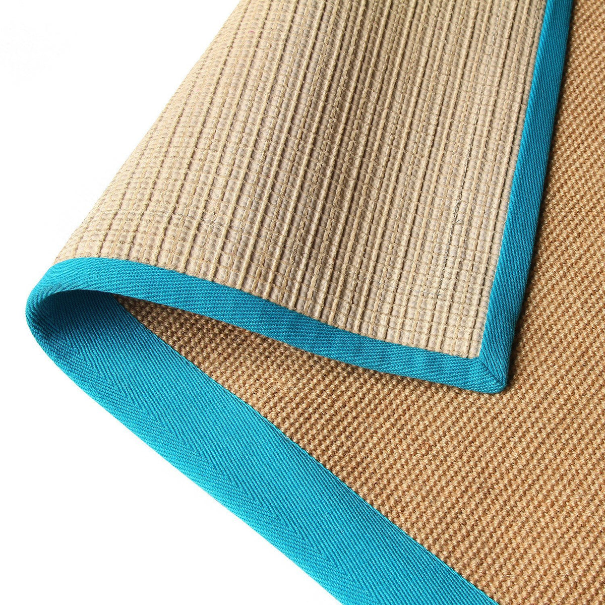 Eco-Friendly Jute Anti-Skid Yoga Mat With Light-Blue Cotton Border - OnlyMat