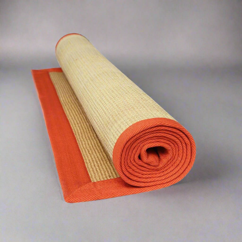 OnlyMat Latex backed Jute Yoga Mat With Orange Cotton Border