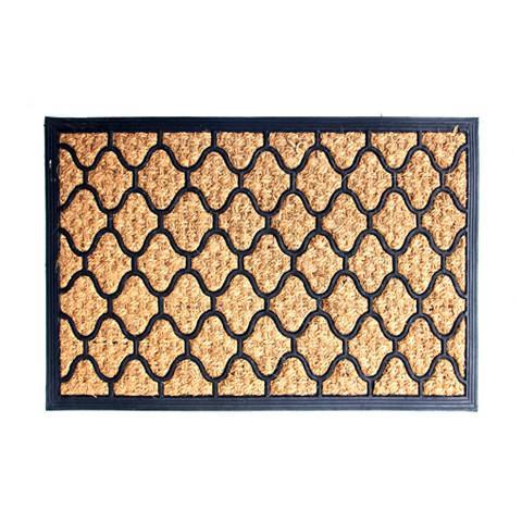 Elegant Hexagon Design Tough Rubber Moulded Coir Floor Mat - OnlyMat