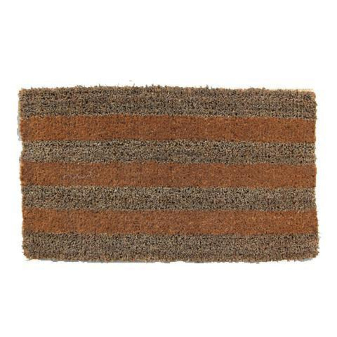 A rectangular seagrass door mat with a solid brown color stripe pattern.