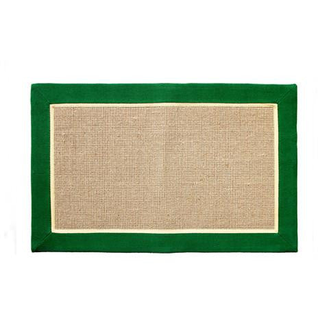 Handwoven Natural Jute Floor Mat with Green Border - OnlyMat