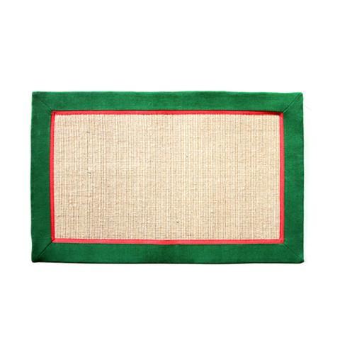 Jute Floor Mat with Green & Red Cotton Border - OnlyMat