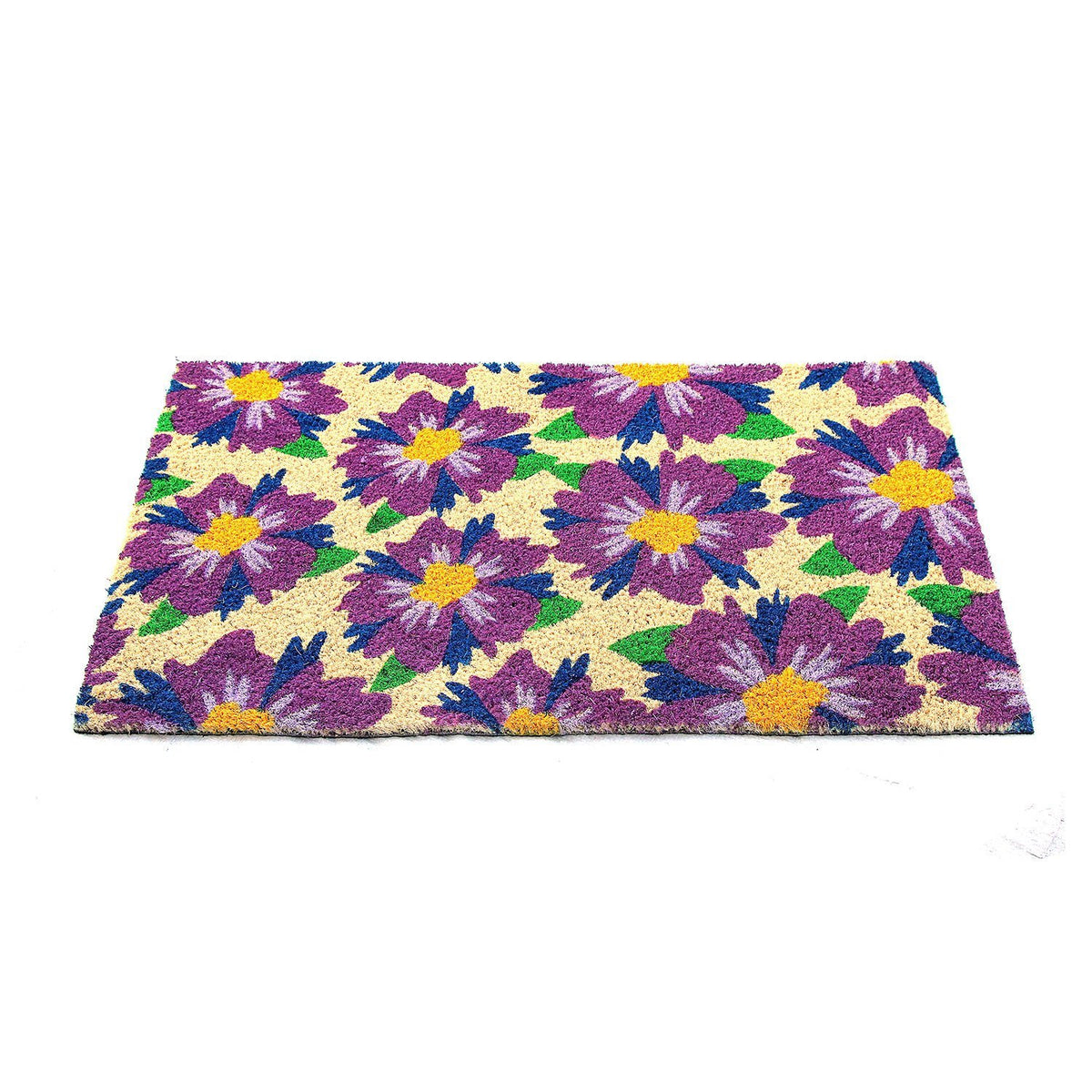 Violet Floral Design Bleach Coir Doormat - OnlyMat
