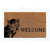 Cat and "Welcome" printed Natural Coir Door Mat - OnlyMat