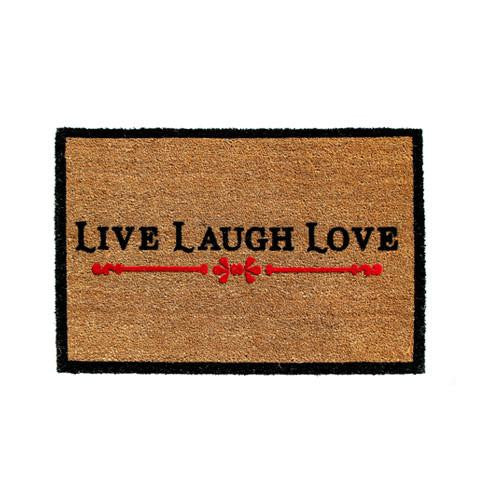 Live Laugh Love Natural Printed Coir Doormat - OnlyMat