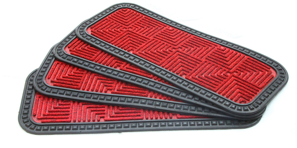Stylish Red Anti-Slip Step and Stair Mats with Two Sided Glue Backing - OnlyMat