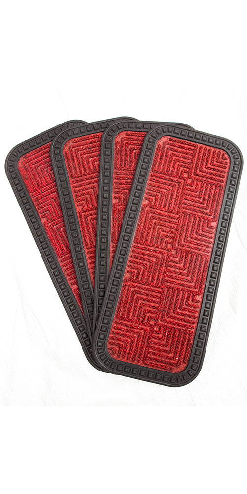 Stylish Red Anti-Slip Step and Stair Mats with Two Sided Glue Backing - OnlyMat