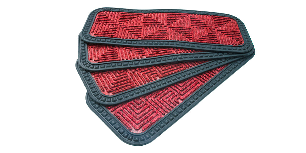 Stylish Red Anti-Slip Step and Stair Mats with Two Sided Glue Backing - OnlyMat