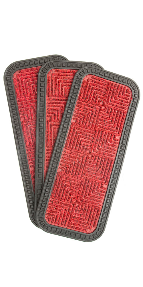 Stylish Red Anti-Slip Step and Stair Mats with Two Sided Glue Backing - OnlyMat