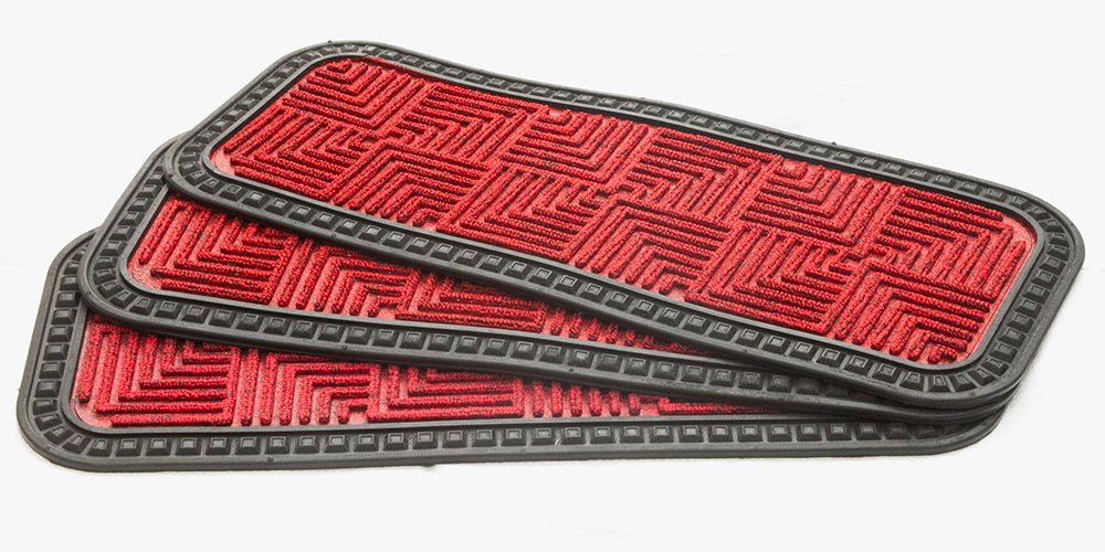 Stylish Red Anti-Slip Step and Stair Mats with Two Sided Glue Backing - OnlyMat