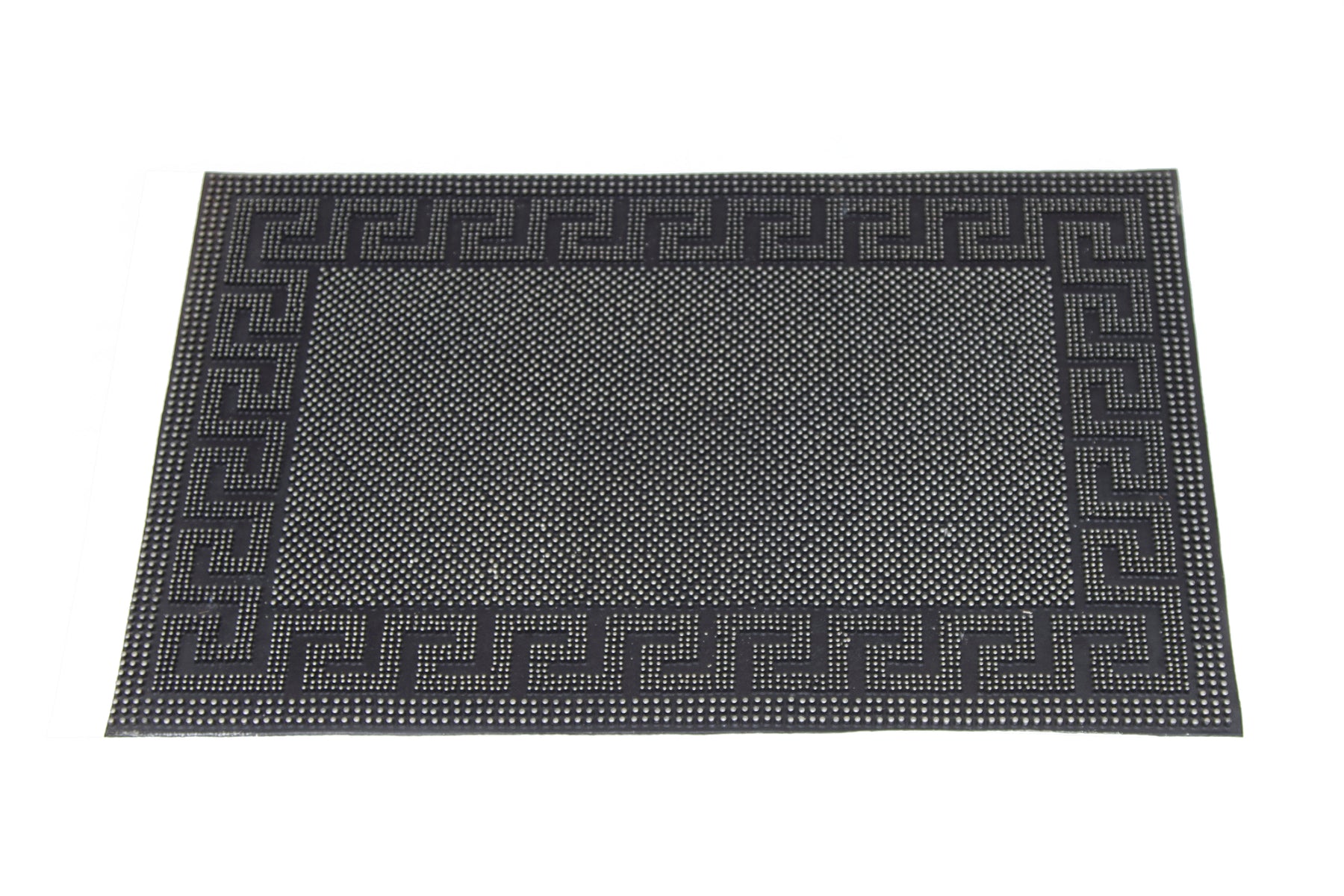 Lightweight Black Rubber Pin Mat with Designer Pattern Border - OnlyMat