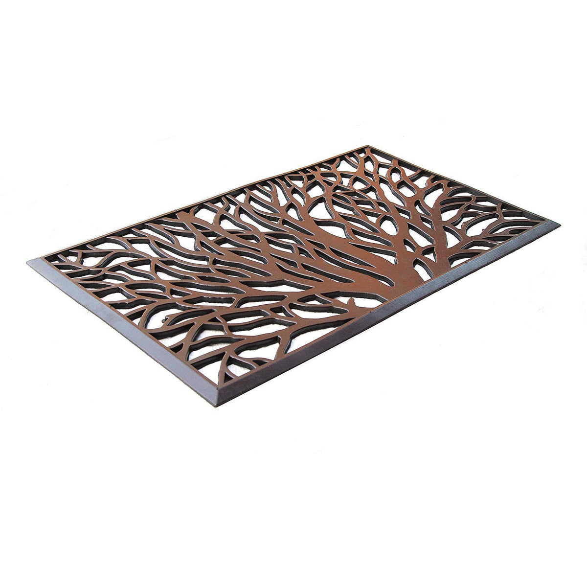 Moulded Tree Design Rubber Doormat in Metalic Colours - Indoor / Outdoor, Waterproof