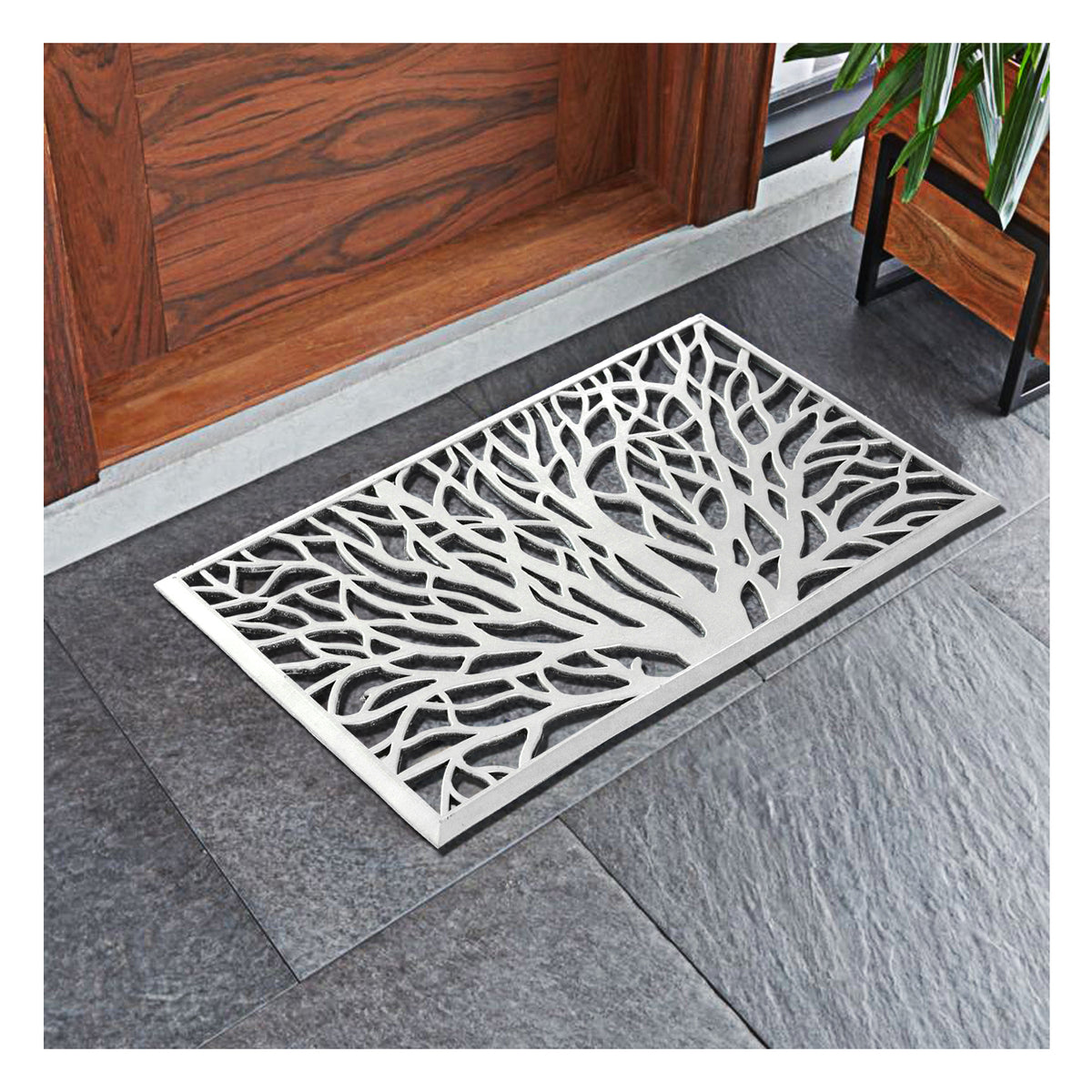 Moulded Tree Design Rubber Doormat in Metalic Colours - Indoor / Outdoor, Waterproof