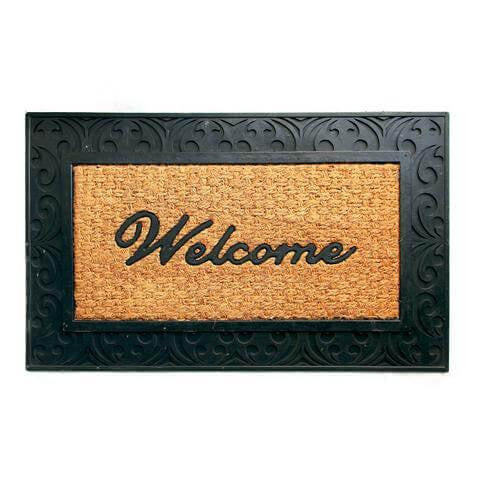 Elegant Brushed Coir & Rubber Black Welcome Mat - OnlyMat