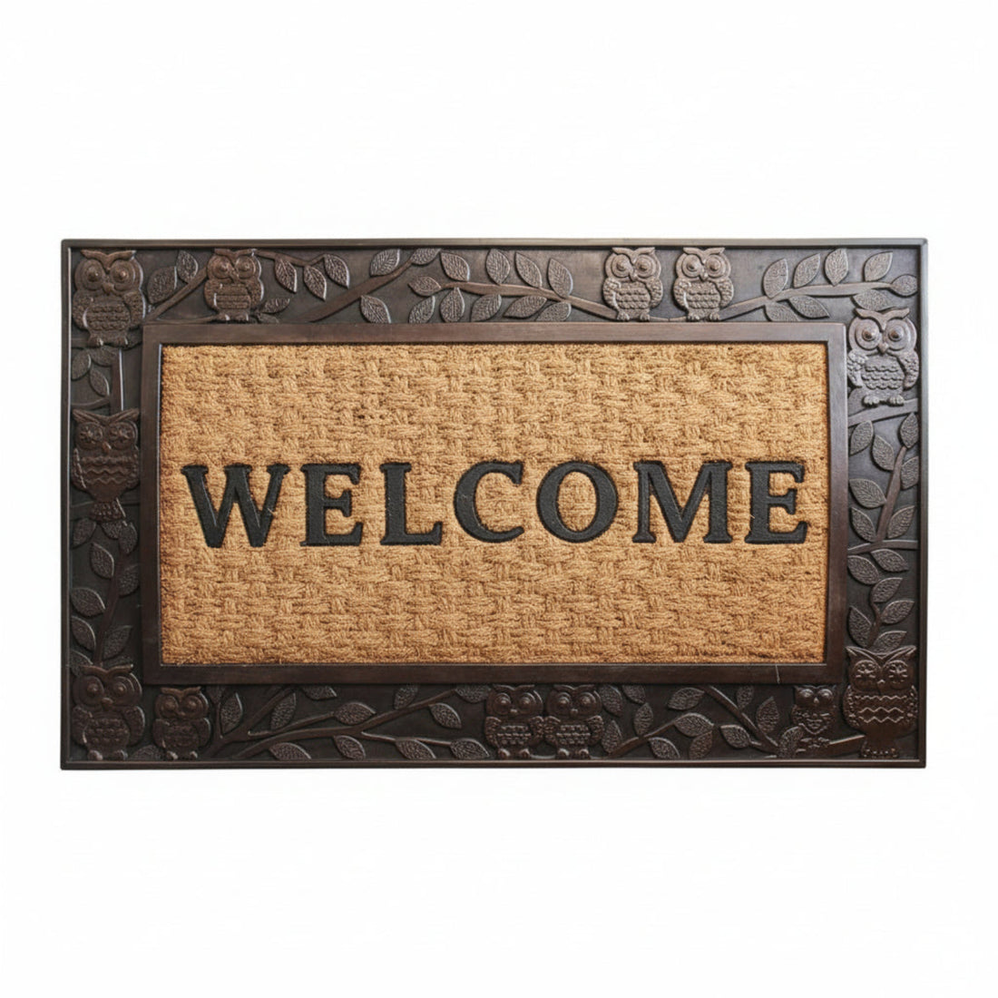 Elegant Metalic Brown Brushed Coir & Rubber Welcome Mat - OnlyMat