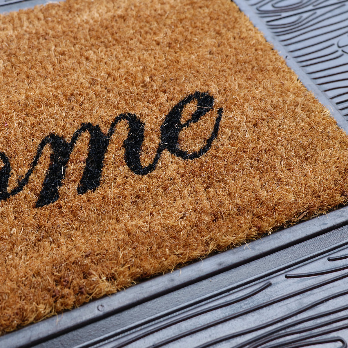 Onlymat Rubber Tray with Coir Welcome Mat Home Office Entrance 45x75 cm - OnlyMat