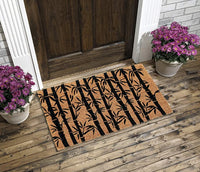 Bamboo Leaves Design Natural Coir Entrance Door Mat with Anti-slip Backing