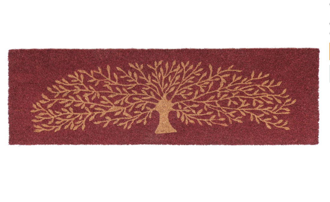OnlyMat Maroon Tree of Life Coir Doormat  with Anti-Slip Backing