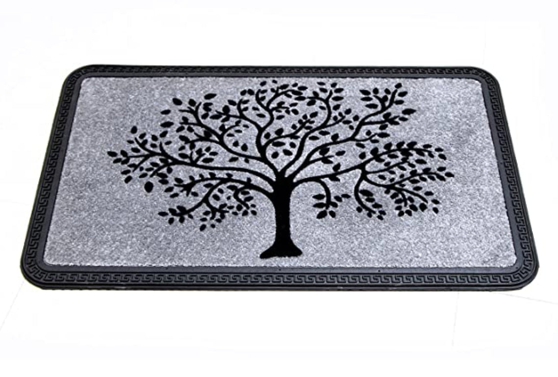  Tree Design Printed QuickDry Silver Colour Anti-Slip Bathroom Mat