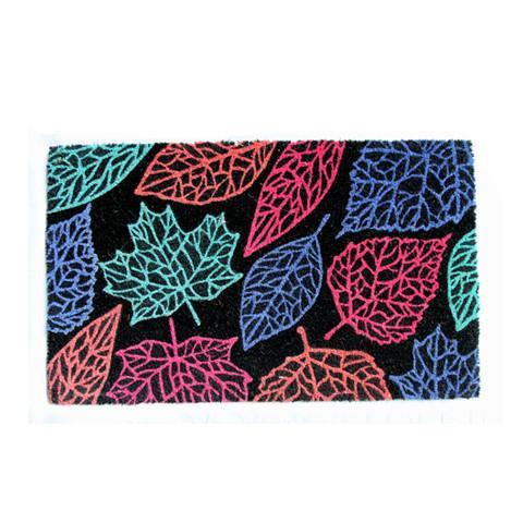 Multicolor Leaf Printed Natural Coir Doormat - OnlyMat