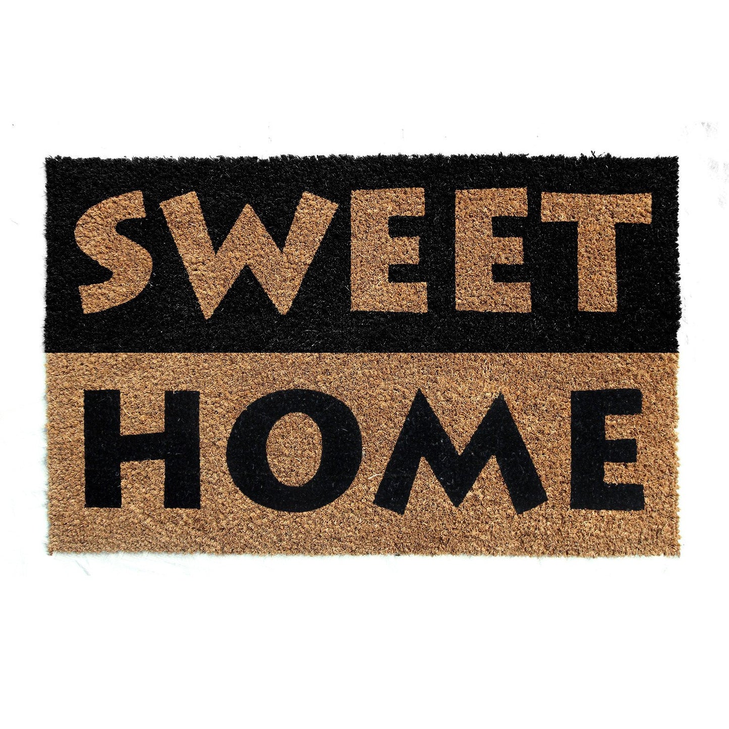 Elegant Black & Brown "Sweet Home" Printed Natural Coir Floor Mat - OnlyMat