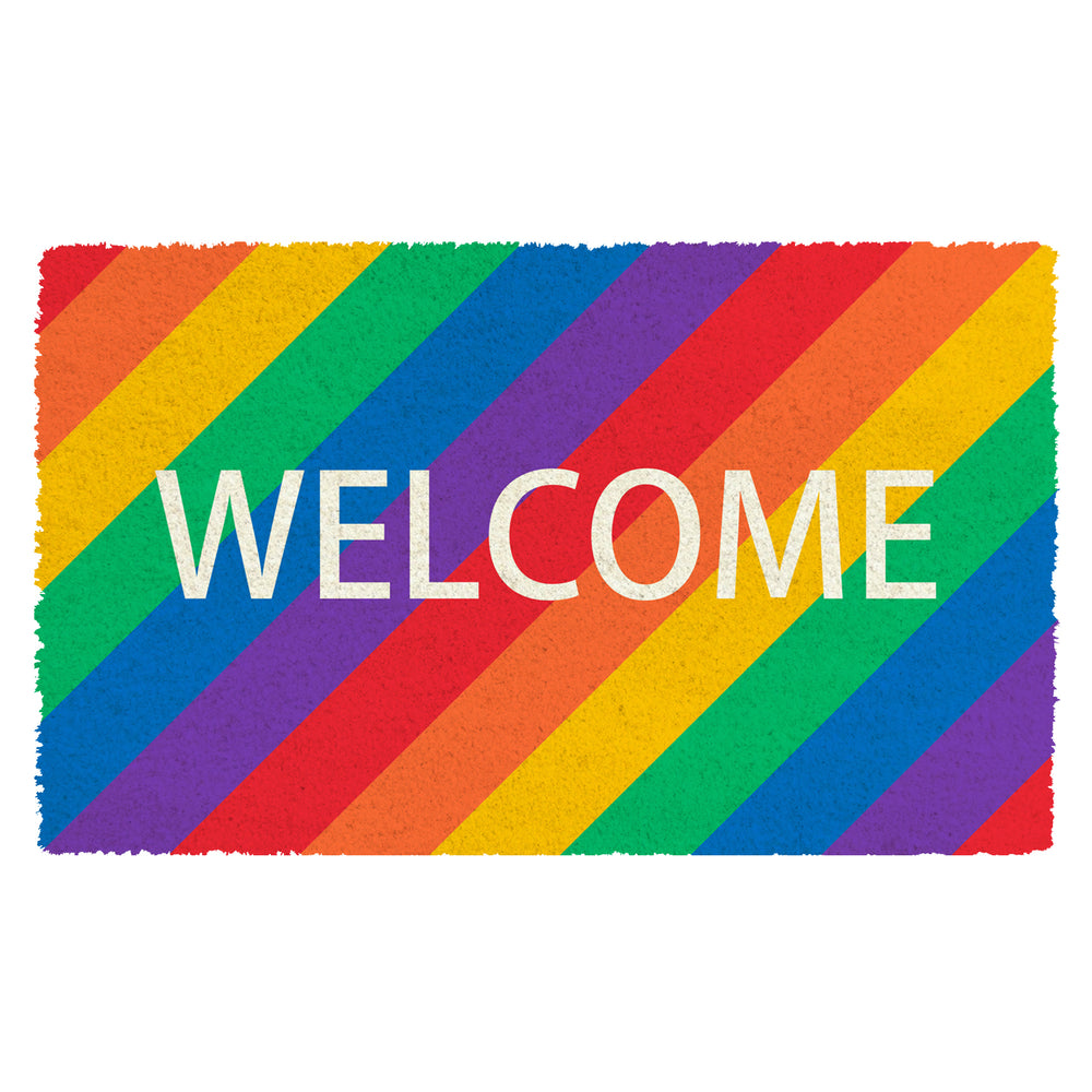 Welcome In Colour Rainbow Welcome Festive Coir Doormat - 75x45cm Colorful – OnlyMat