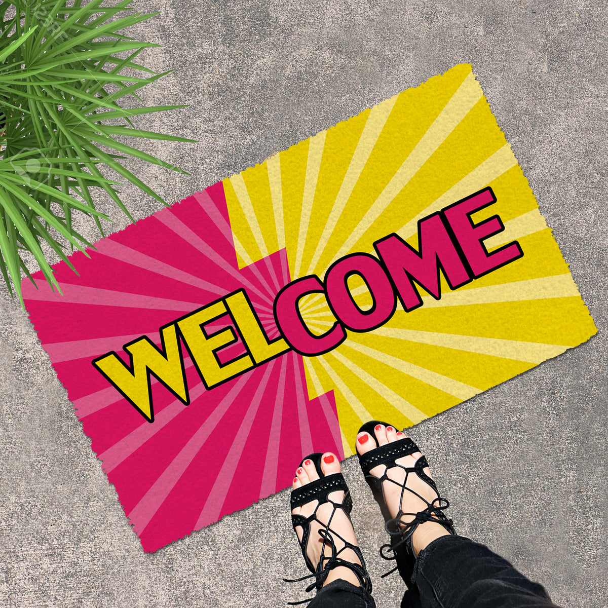 Colourful Welcome Printed Natural Coir Floor Mats - OnlyMat