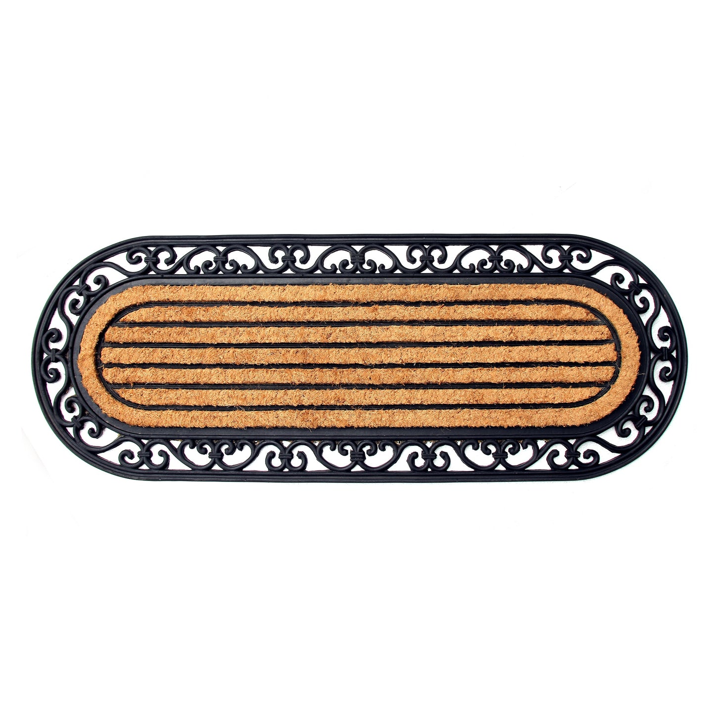 Elegant Long Oval Shaped Rubber Coir Moulded Door Mat - OnlyMat