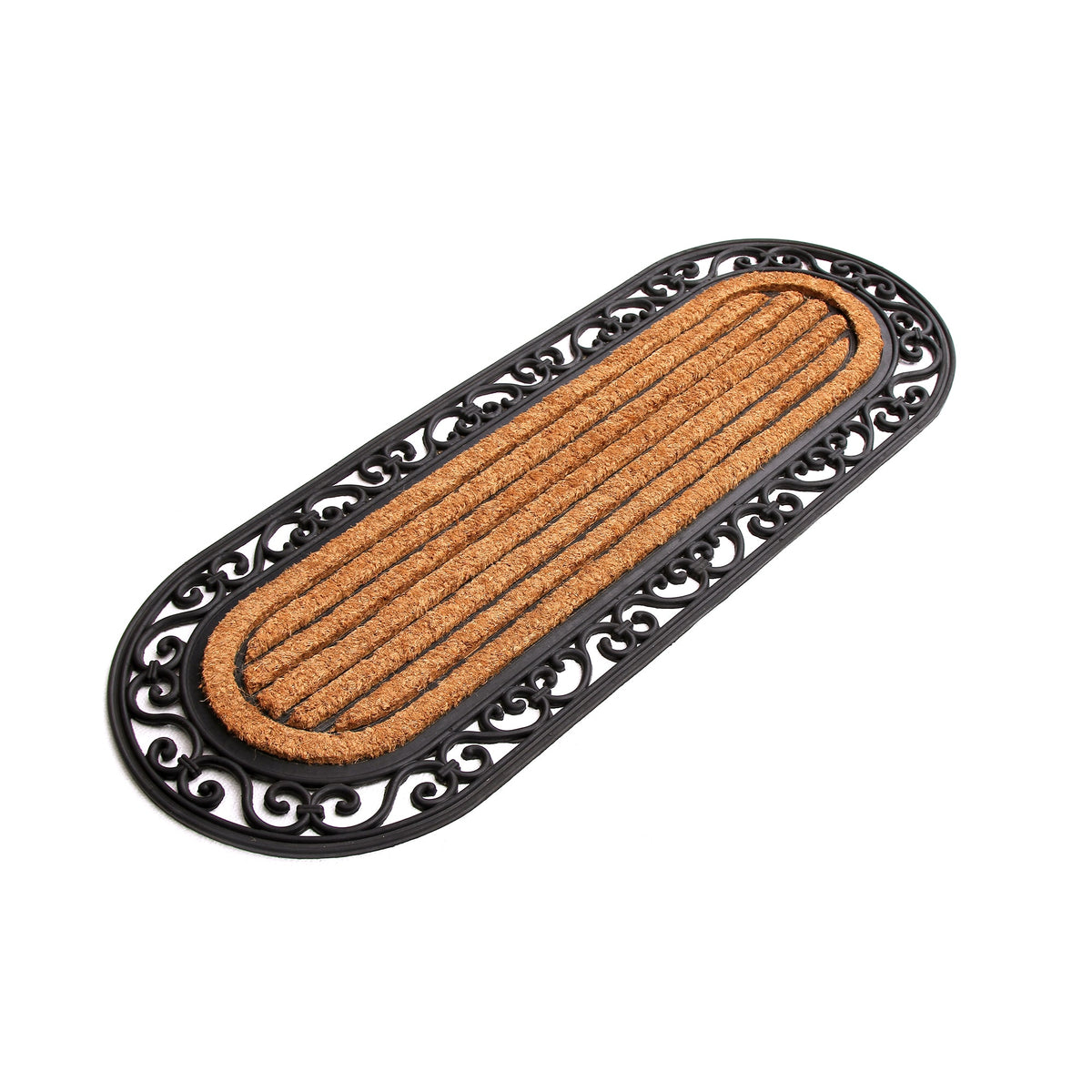 Elegant Long Oval Shaped Rubber Coir Moulded Door Mat - OnlyMat