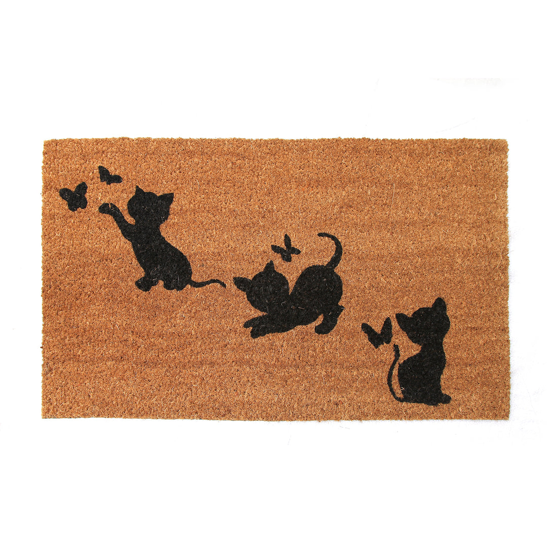Cute Playing Kitten printed Natural Coir Door Mat - OnlyMat