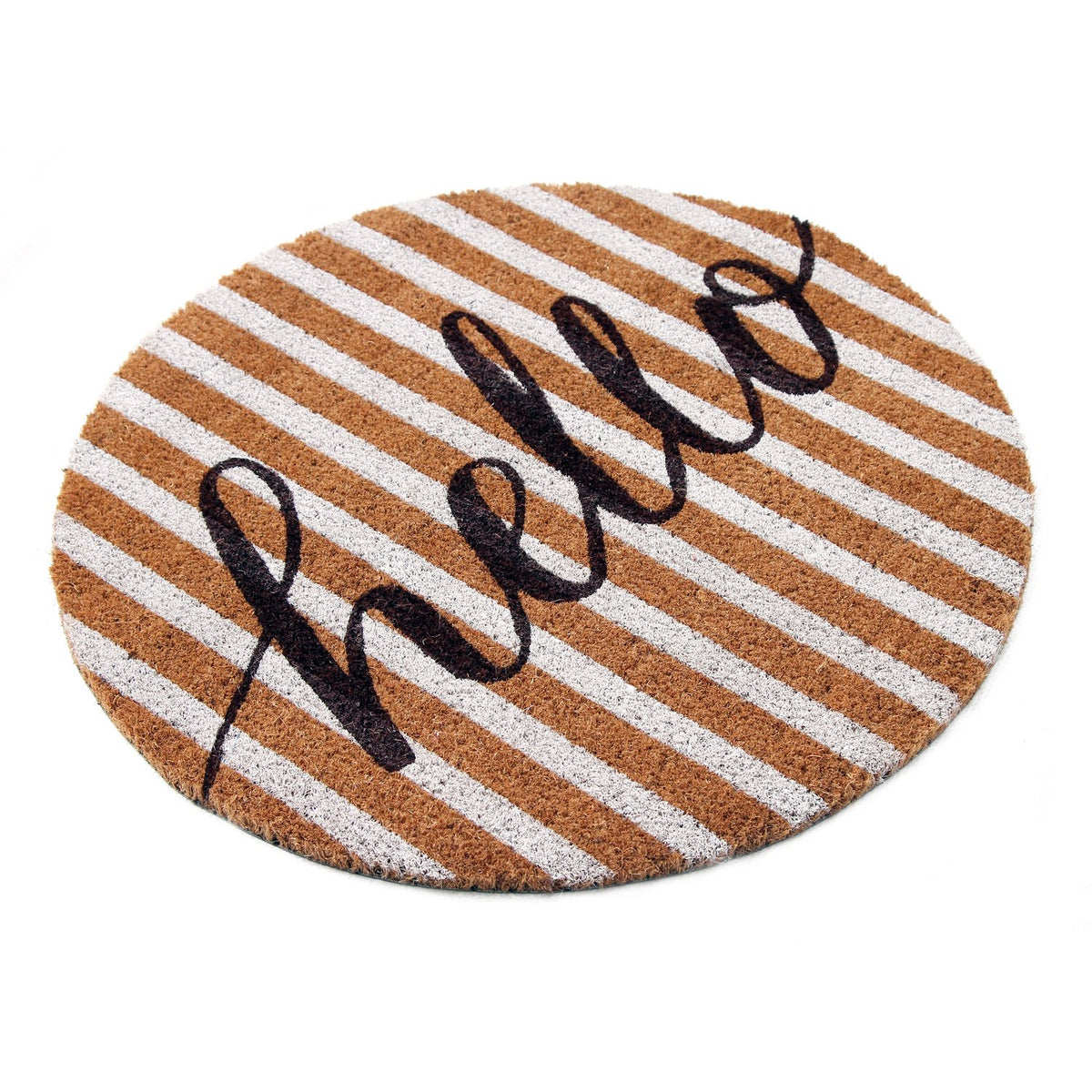 "Hello" printed Round Shaped Natural Anti-slip Coir Floor Mat - OnlyMat