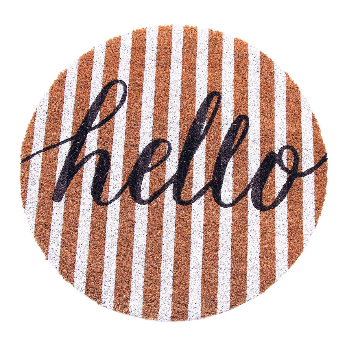 "Hello" printed Round Shaped Natural Anti-slip Coir Floor Mat - OnlyMat