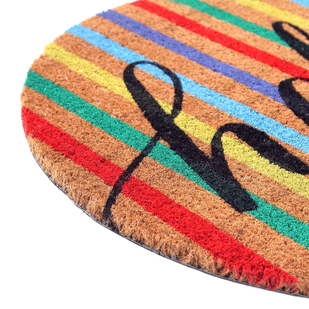 
                      
                        Colourful Multi-Color "Hello" printed Natural Coir Round Shape Mat - OnlyMat
                      
                    