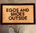 egos and shoes outside printed coir door mat