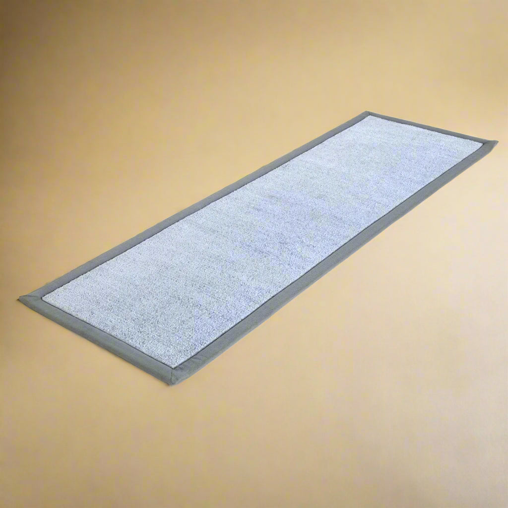 OnlyMat Long Grey Colour Soft Bedside Runner / Luxury Yoga / Prayer Mat with Cotton Border Oblong
