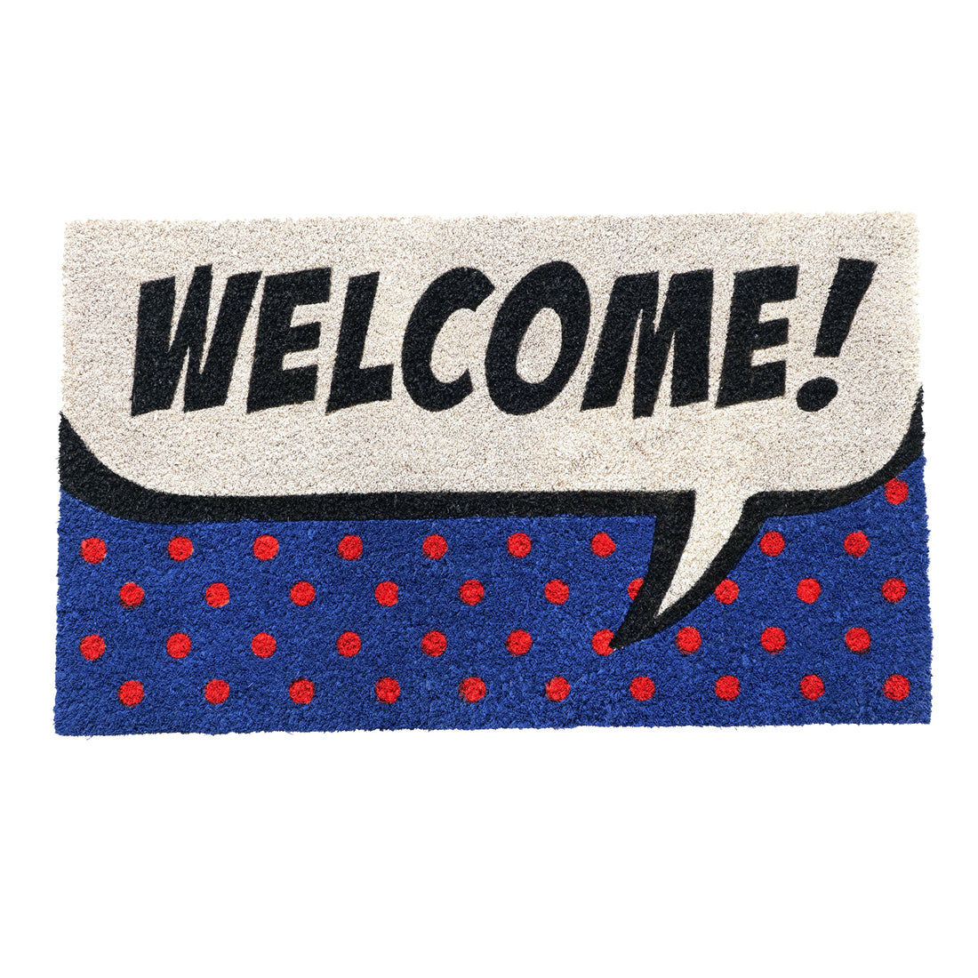 OnlyMat Welcome with Polka Pop Art Printed Natural Coir Door Mat