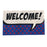 Welcome with Polka Dots Pop Art Fun Design Printed Blue and Red Natural Coir Door Mat
