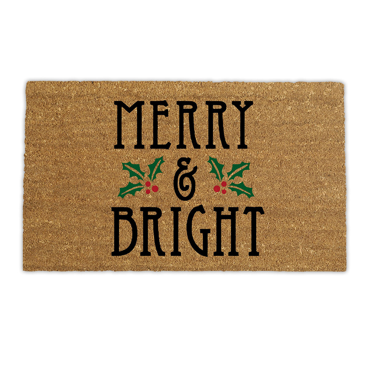 Merry & Bright Christmas Theme Printed Natural Coir Door Mat