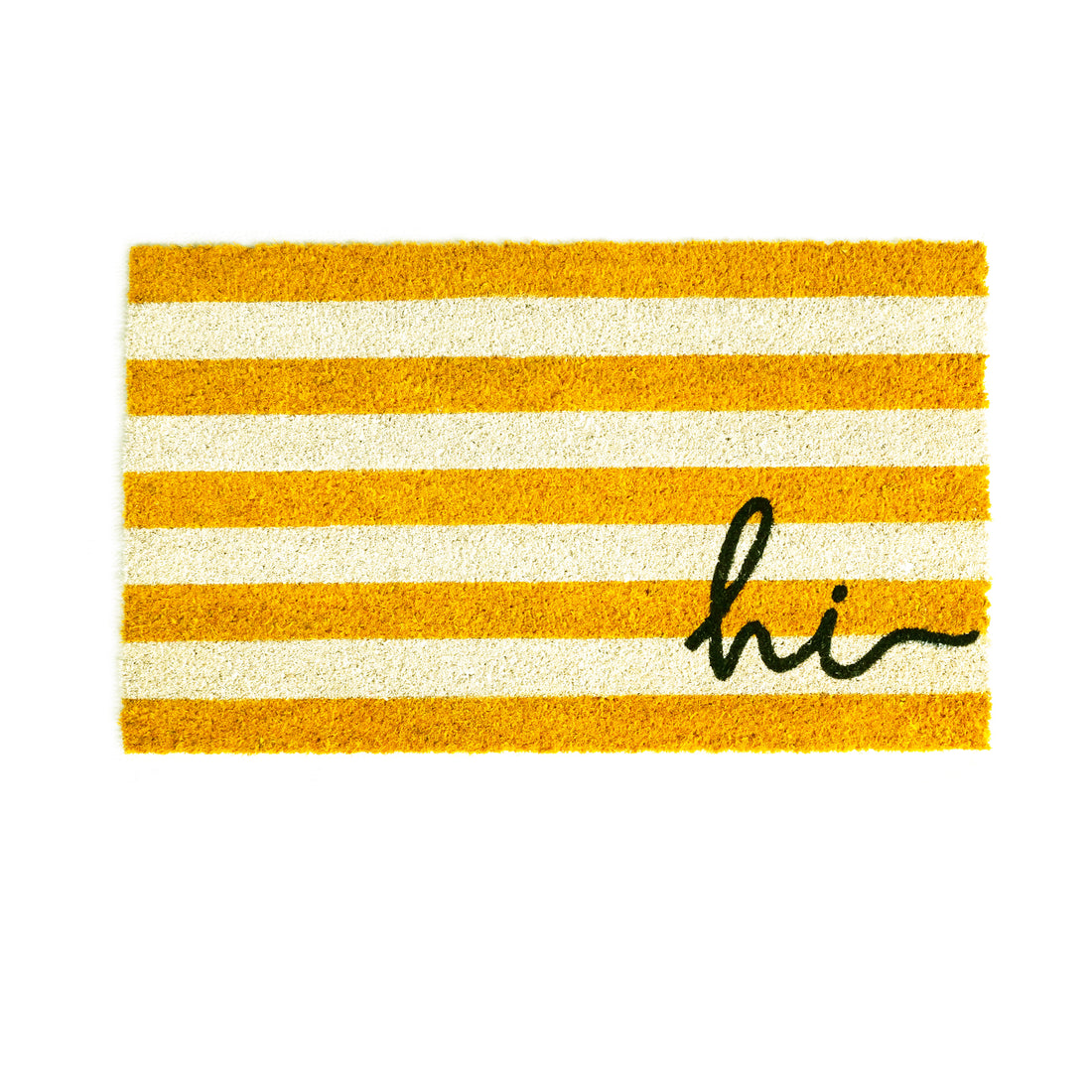 OnlyMat Hi Yellow Striped Retro Natural Coir Doormat