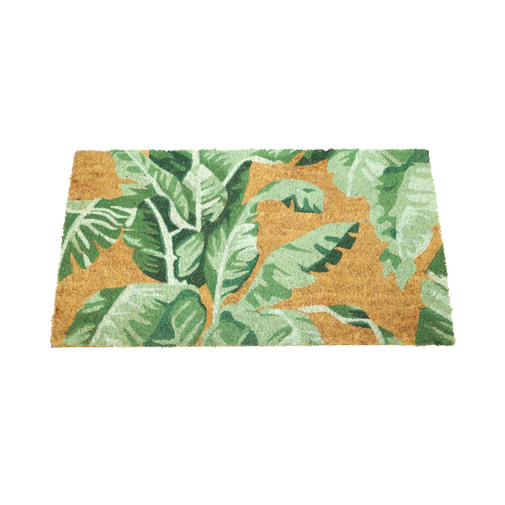 Tropical Vibes Doormat: Banana Leaves on Natural Coir — OnlyMat